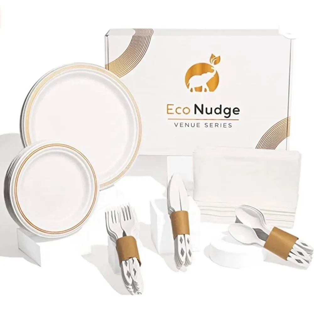 Eco‎ Nudge Disposable Dining Set serves 25 guests Eco Friendly Biodegradable
